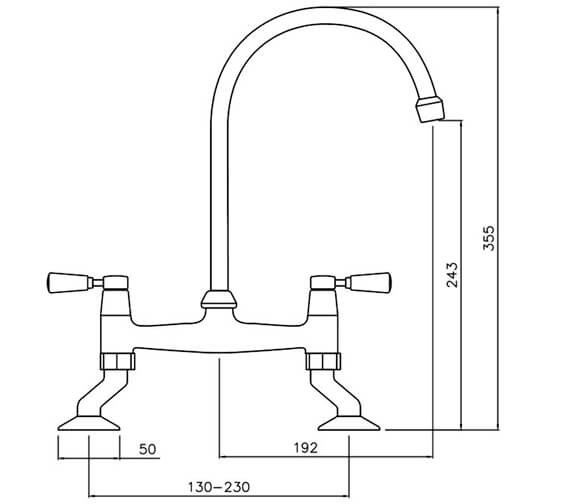 Rangemaster Belfast Traditional Bridge Sink Mixer Tap | TBL3CM/WH