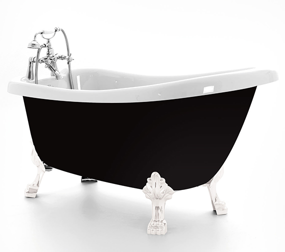 Royce Morgan Crystal Black Slipper Bath 1680 x 720mm With Chrome Feet