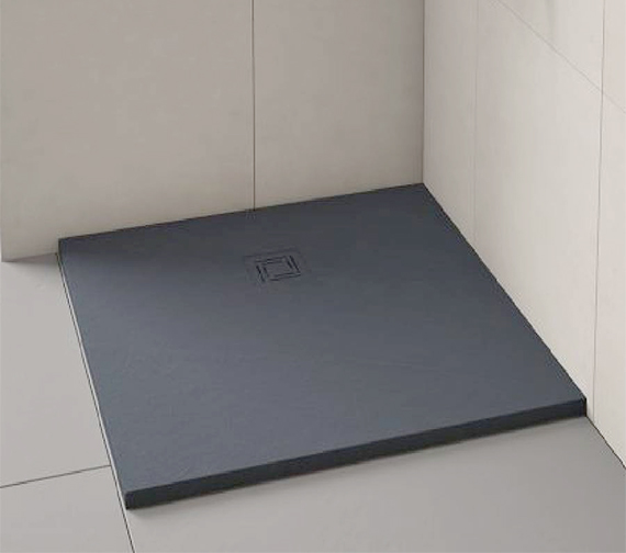 Merlyn TrueStone Square 900 x 900mm Shower Tray With Waste - Slate Black