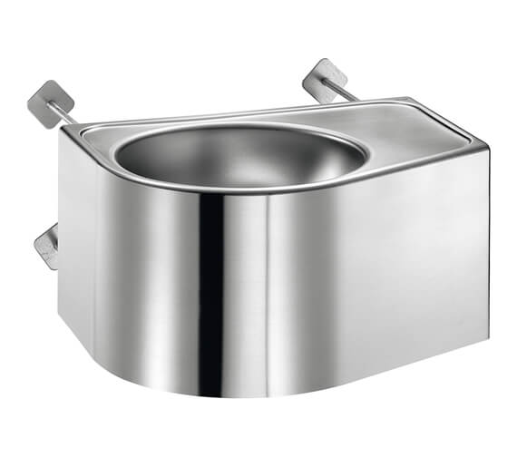 Delabie Duo S TC 500mm Stainless-Steel Wall-Mounted Washbasin