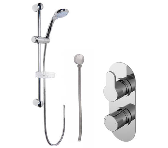 Nuie Arvan Twin Thermostatic Chrome Valve With Slide Rail Kit Or Shower Head
