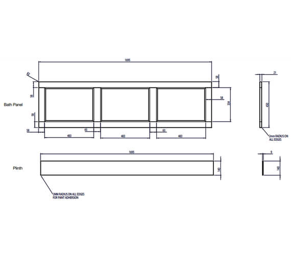 Roper Rhodes Hampton 1700mm Length Front Bath Panel - DC5004F