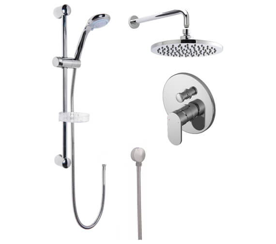 Nuie Binsey Round Manual Valve With Shower Kit Chrome And Fixed Head