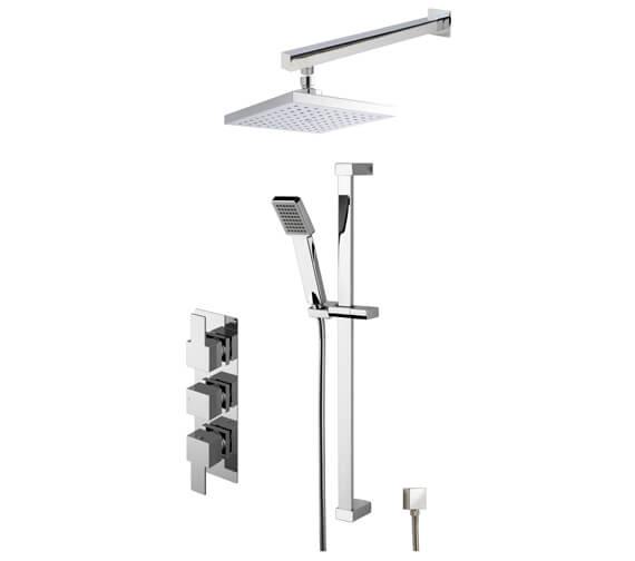 Nuie Sanford Triple Thermostatic Chrome Valve With Shower Kit And Head