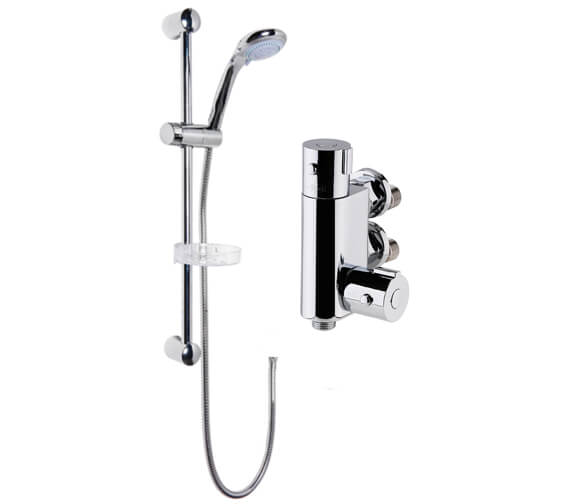 Nuie Vertical Thermostatic Chrome Bar Valve And Shower Kit