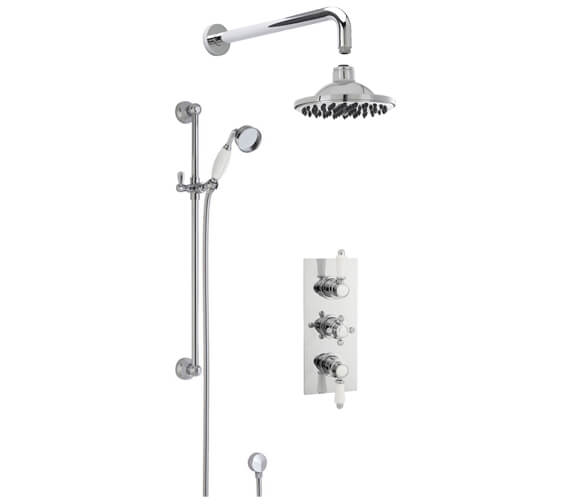 Nuie Traditional Triple Thermostatic Valve With Shower Kit Chrome And Head