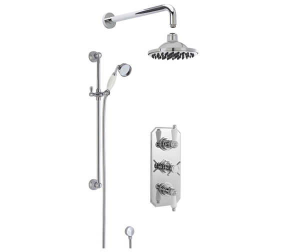 Nuie Beaumont Triple Thermostatic Chrome Valve With Shower Kit And Head