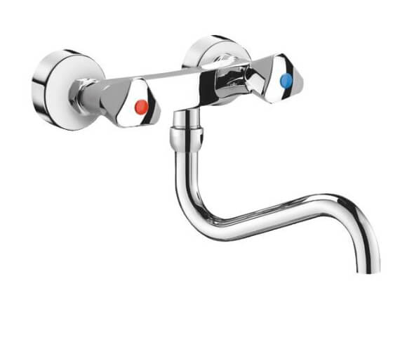 Delabie 2 Hole Wall Mounted Chrome Mechanical Sink Mixer Tap
