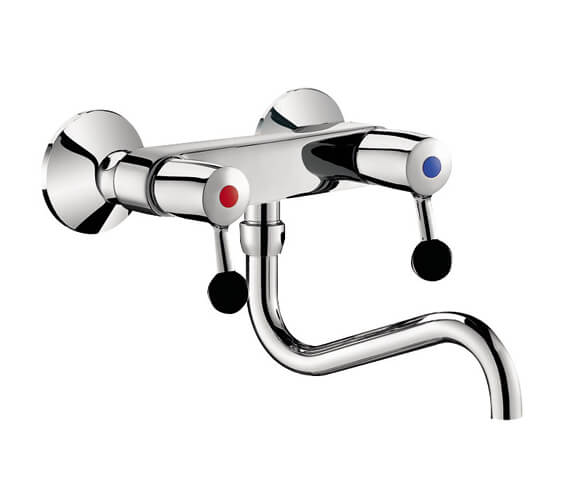 Delabie 2 Hole Wall Mounted 200mm Kitchen Chrome Mixer Tap