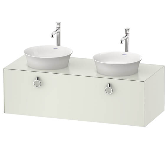 Duravit White Tulip 1 Pull Out Compartment Vanity Unit With Handle For 2 Washbowl
