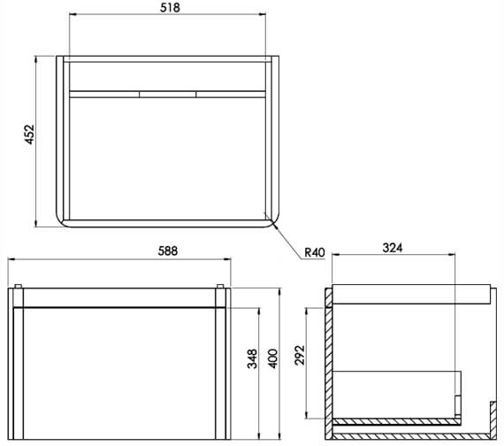 Saneux Hyde One Drawer Wall Hung Unit