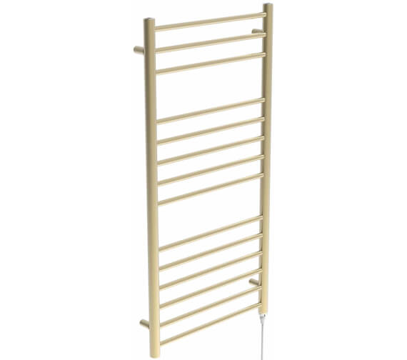 Saneux Ember 500mm x 1000mm Pre-Filled Brushed Brass Electric Heated Towel Rail