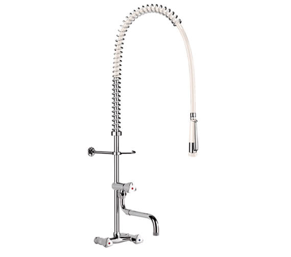 Delabie Single Hole Wall Mounted Pre-Rinse Kitchen Sink Mixer With Swivel Spout