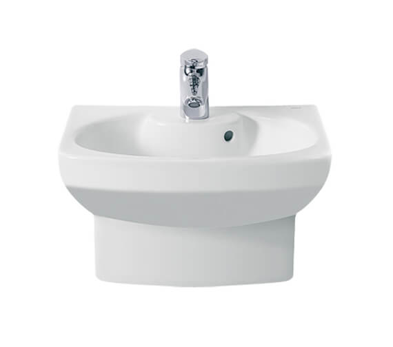 Roca Senso Compact White Cloakroom Basin Round Shape With Semi-Pedestal