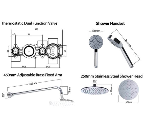 Roper Rhodes Event Round Dual Function Shower Set Chrome With Head and