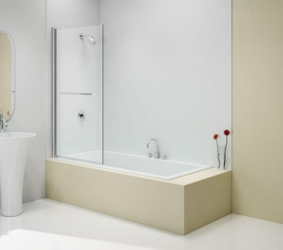 Merlyn MB2T 6mm Single Panel Hinged Square Bath Screen With Towel Rail 800 x 1500mm