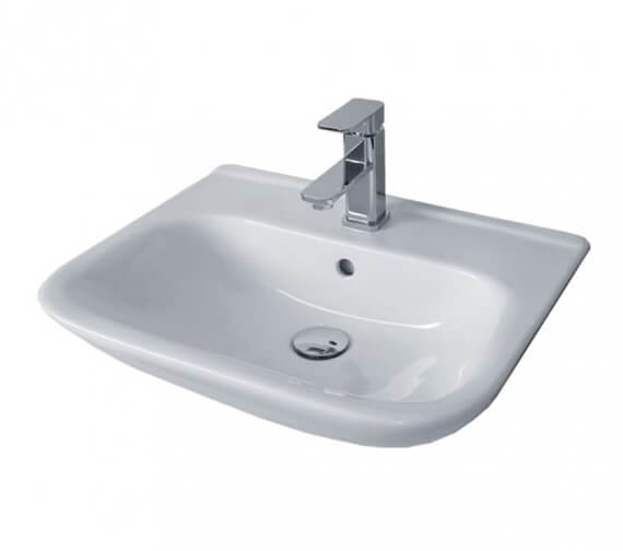 Essential Violet 520mm White Semi-Recessed Basin With 1 Tap Hole