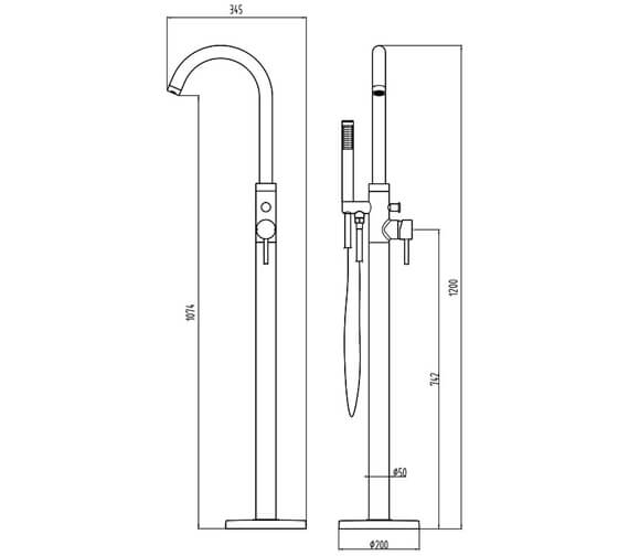 Joseph Miles Millie Floor Standing Brushed Brass Bath Shower Mixer Tap