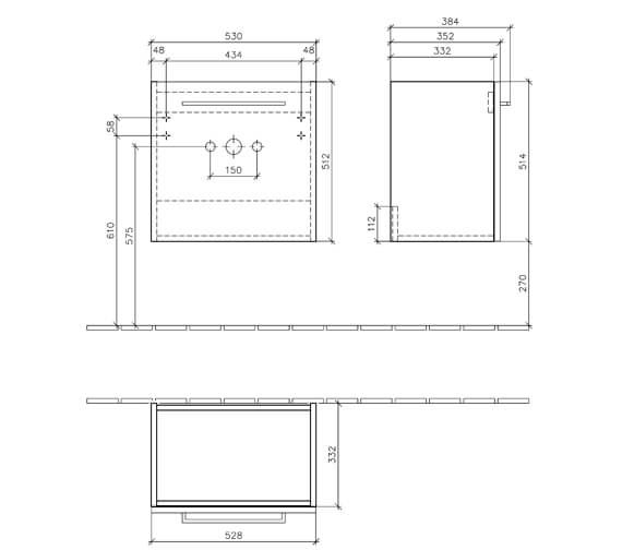 Villeroy And Boch Avento 352 x 514mm Single Door WallMounted Vanity Unit