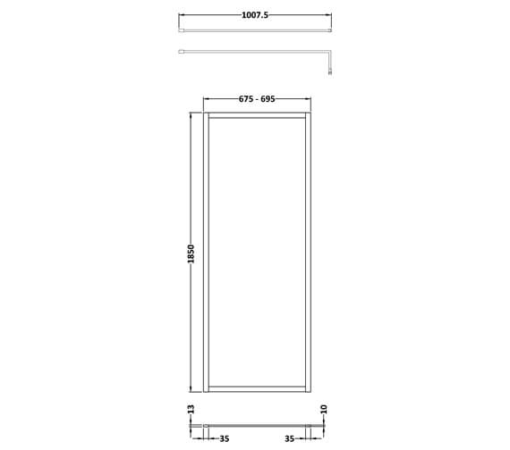 Nuie Full Outer Frame 1850mm High Shower Wetroom Screen With Support ...