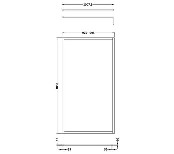 Nuie Full Outer Frame 1850mm High Shower Wetroom Screen With Support ...