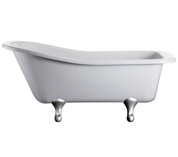 Burlington Harewood White Slipper Bath With Chrome Classical Legs - E1 - E10 CHR