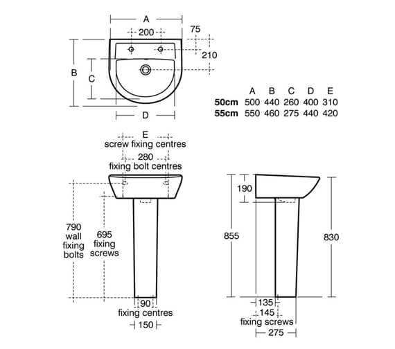 Armitage Shanks Sandringham 21 Washbasin 55cm With 1 Tap Hole | E894901