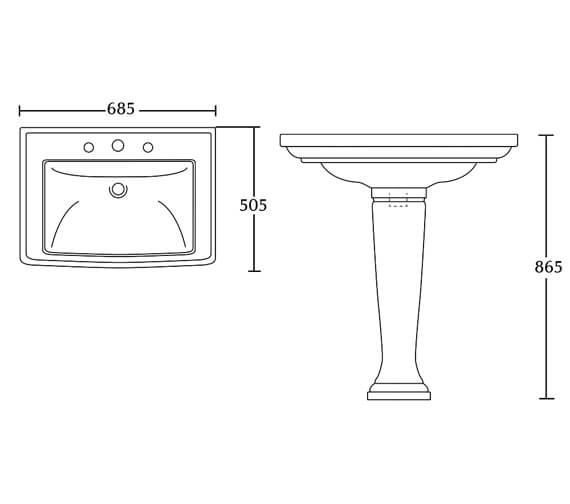 Imperial Radcliffe 600mm 1 Tap Hole White Basin