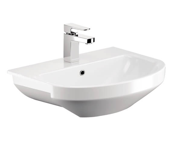 IMEX Alma White 560mm Semi Countertop 1 Taphole Basin | LS10156