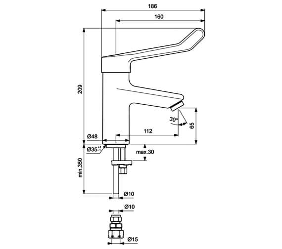 Armitage Shanks Contour 21+ Single Lever Copper Tails Basin Mixer Tap BC122AA.