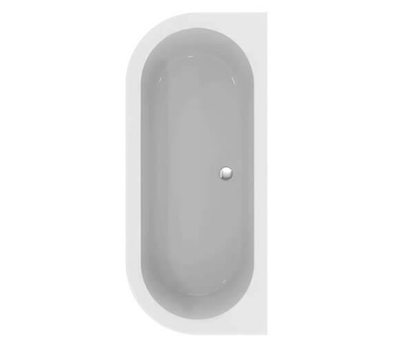 Ideal Standard Adapto 1800mm D-Shaped Double Ended One Piece Bath With Clicker Waste And Overflow