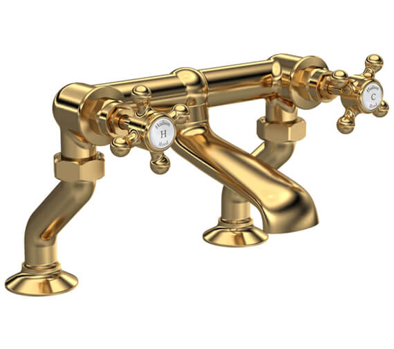 Hudson Reed Topaz Brushed Brass 2 Tap Hole Deck Mounted Bath Mixer Tap