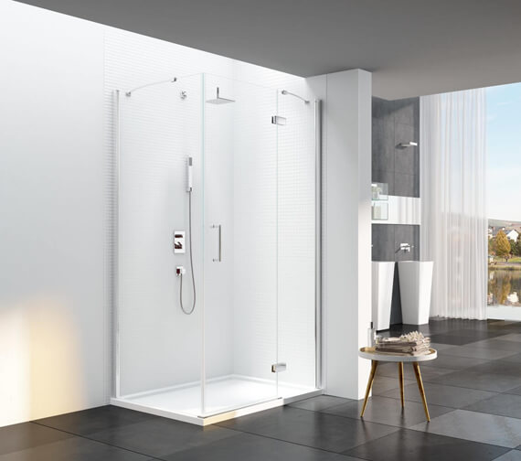 Merlyn 6 Series Frame-less Plus Sizes Hinged Shower Door For Use With Side Panel