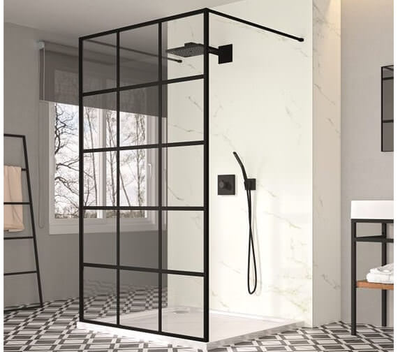 Merlyn Black Squared 1200mm Double Entry Showerwall