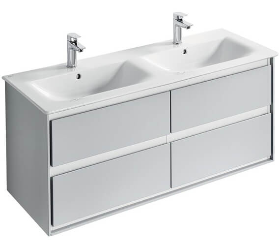 Ideal Standard Concept Air 1200mm Wall Hung 4 Drawers Gloss Grey Vanity Unit
