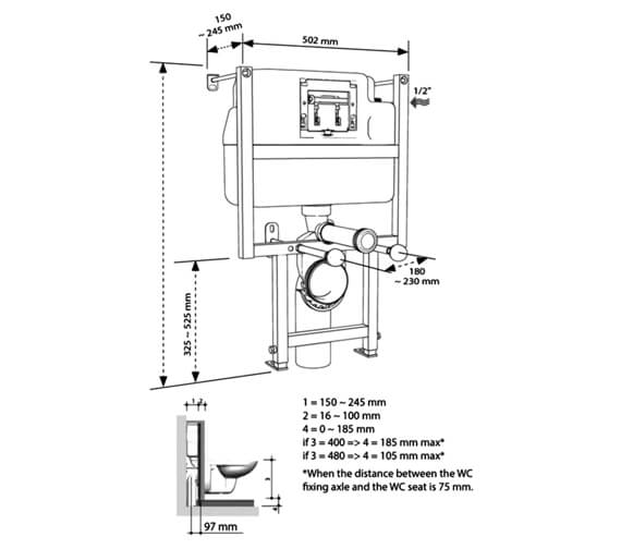 Joseph Miles 502 x 990m Low Height WC Frame And Cistern JMQS4343