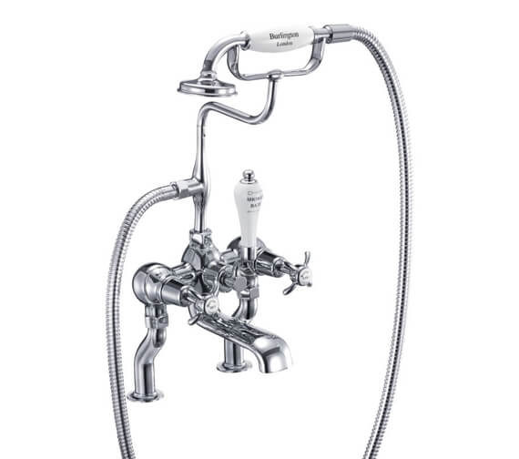 Burlington Deck Mounted Bath Shower Mixer Tap With Anglesey Handles - AN15