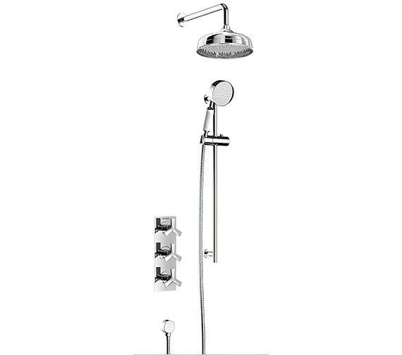 Heritage Hemsby Concealed Thermostatic Chrome Valve With Fixed Head And Flexible Riser Kit