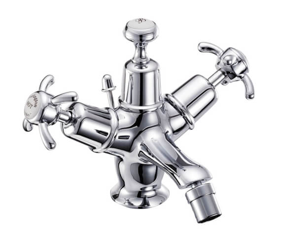 Burlington Chrome Bidet Mixer Tap With Anglesey Handles And Waste - AN13
