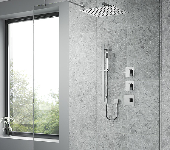 Nuie Windon 2 Outlet Thermostatic Valve And Stop Tap With Shower Kit