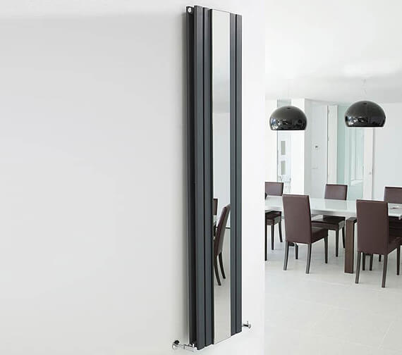 Hudson Reed Sloane 381 x 1800mm Double Panel Vertical Radiator With Mirror