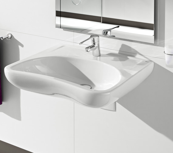 Roca Access White Wall Hung Basin With 1 Tap Hole 640 x 550mm