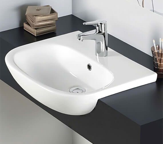 Essential Lily Authentic 520mm White Semi Recessed Basin