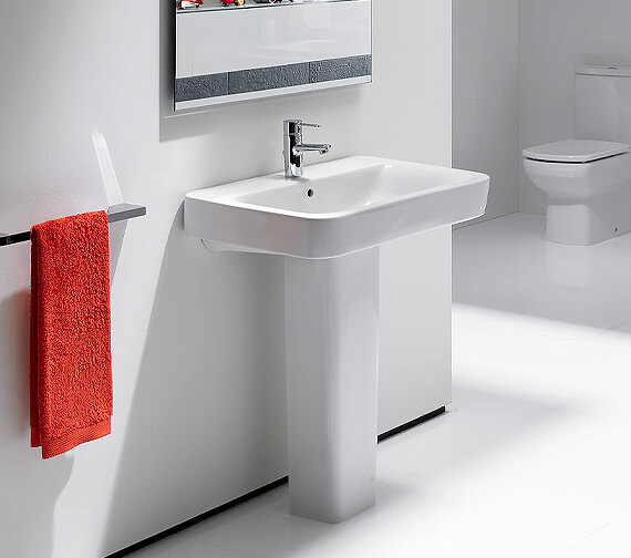 Roca Senso Square White Wall-Hung Basin With 1 Tap Hole