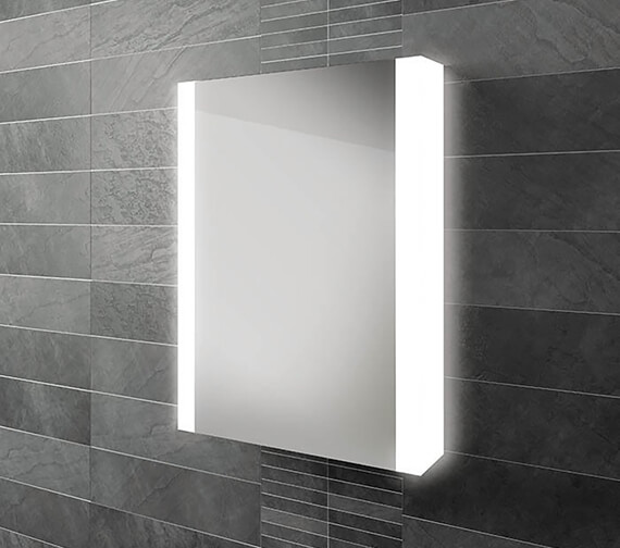 HiB Paragon 50 LED Illuminated Single Door Aluminium Mirror Cabinet 564 x 700mm