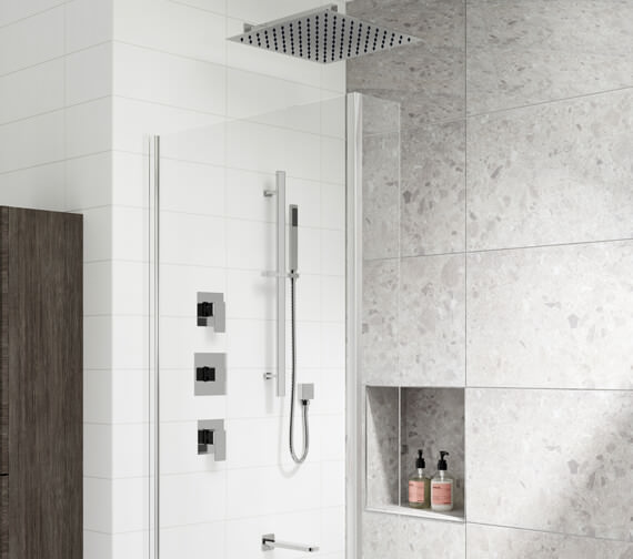 Nuie Windon 3 Outlet Thermostatic Shower Valve Chrome With Kit And Stop Tap