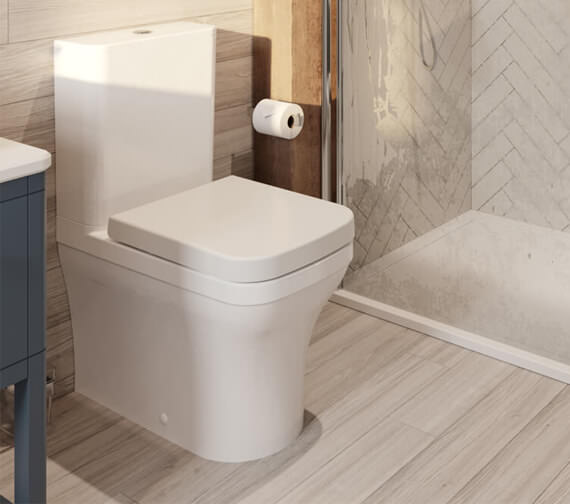 Saneux Indigo Gloss White Close Coupled Rimless WC Pan With Cistern And Soft Close Seat