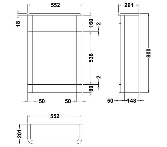 Hudson Reed Solar 550 x 200mm Back To Wall WC Unit - CUR341