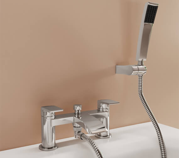Beo Deck Mounted Dual Lever Chrome Bath Shower Mixer Tap With Kit