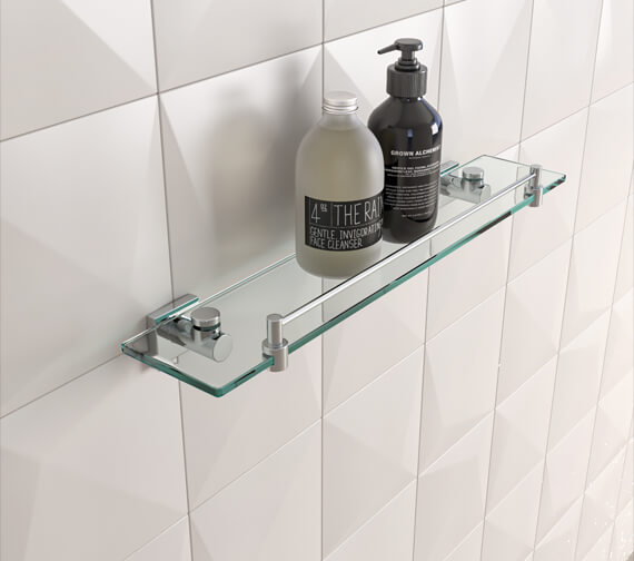 Miller Atlanta Glass Shelf With Guard Rail 500mm 8802C